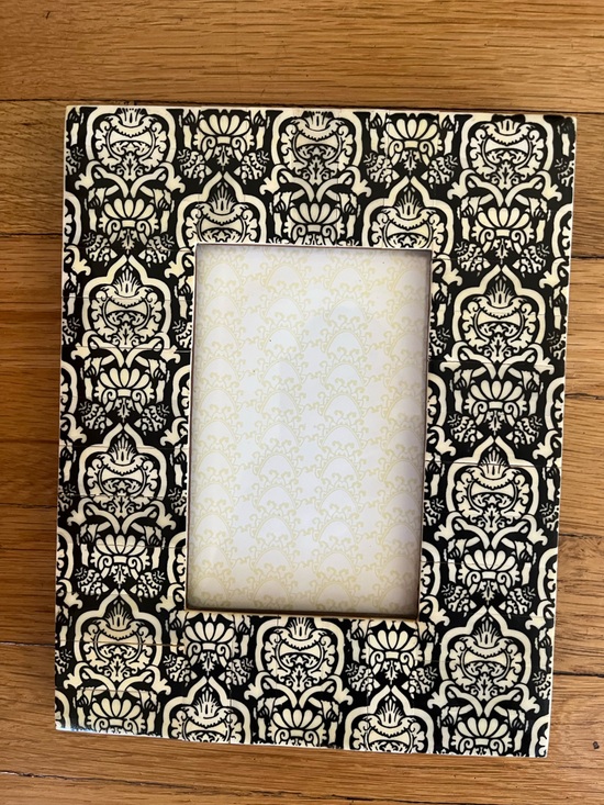 Anthropologie Other - Anthropologie Black and Cream Damask Photo Frame